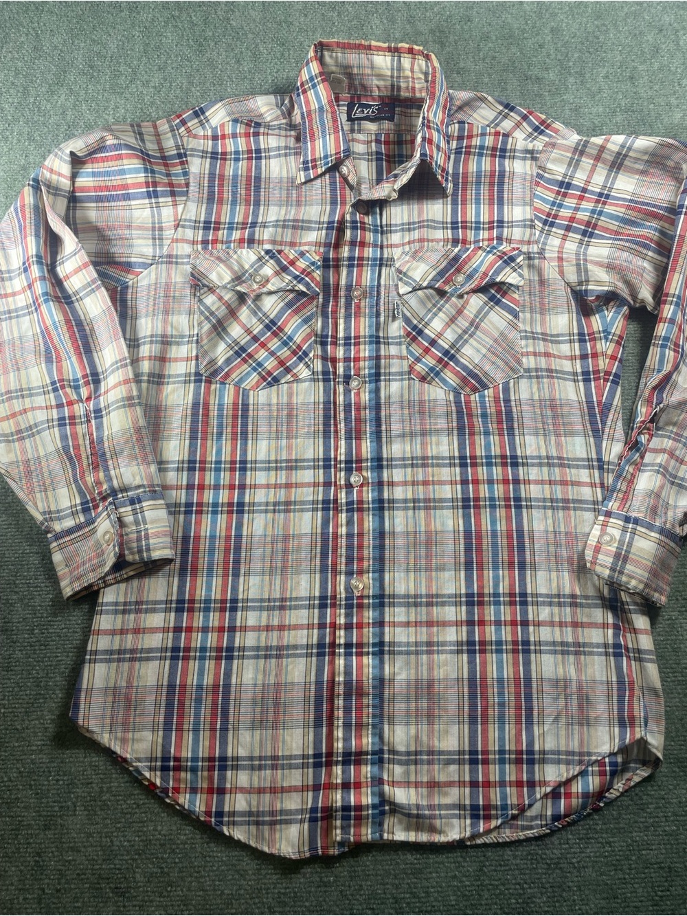 Vintage‎ Levi's Plaid Button-Down Shirt in Red, Blue, and Cream